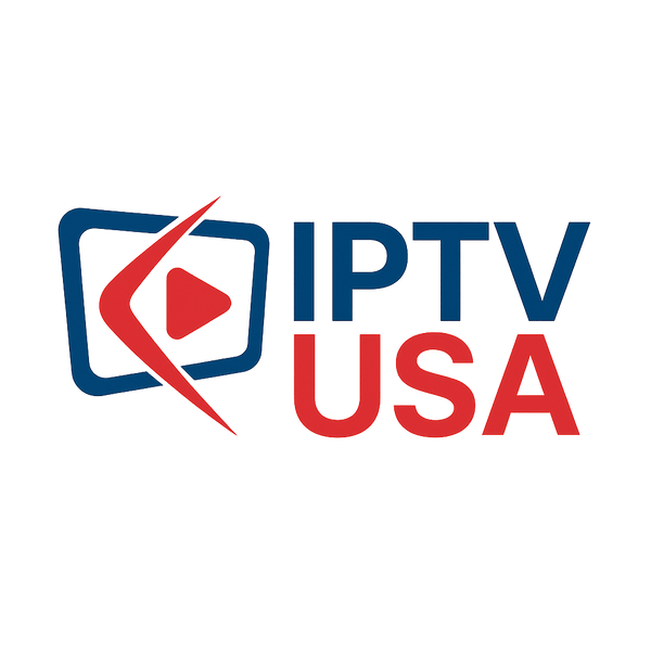 IPTV USA logo featuring a red play button inside a TV icon — official branding for premium IPTV streaming service across all devices including Firestick, Smart TVs, iOS, Android, and Windows.

